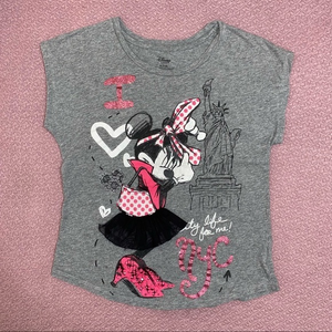 Disney Minnie Mouse shirt NYC M (7-8) gray &‎ pink